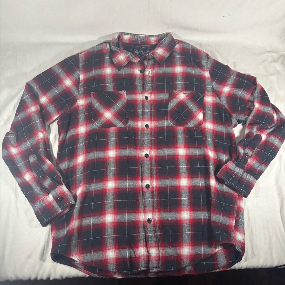 American Rag Red Black Plaid Flannel Shirt Men’s XL